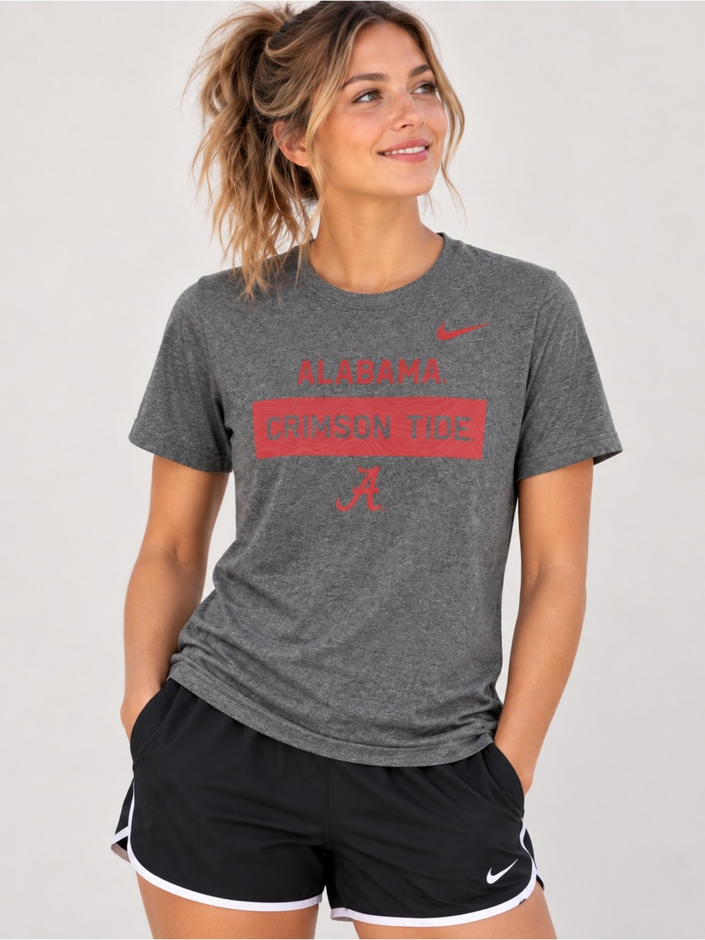 Nike Alabama Crimson Tide Dri-FIT Gray Graphic T-Shirt Youth XL
